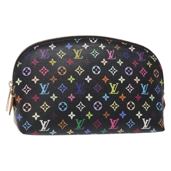 LOUIS VUITTON Multicolor Pochette Cosmetic Pouch Black M47355 Auth BA3915 - Picture 1 of 16